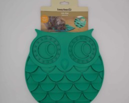 Tapis de léchage XL Dudu en silicone – forme hibou, dimensions 30 cm, ventouses
