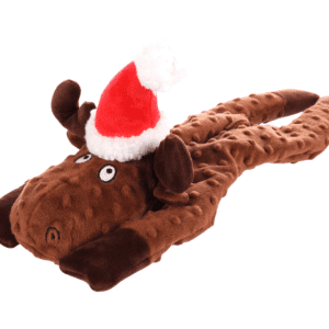 Jouet chien peluche caribou brun Taci – couineur et craquant, thème Noël
