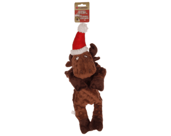 Jouet chien peluche caribou brun Taci – couineur et craquant, thème Noël